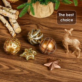 106pcs Gold Gnome Christmas Decorations Christmas Balls Ornaments Set