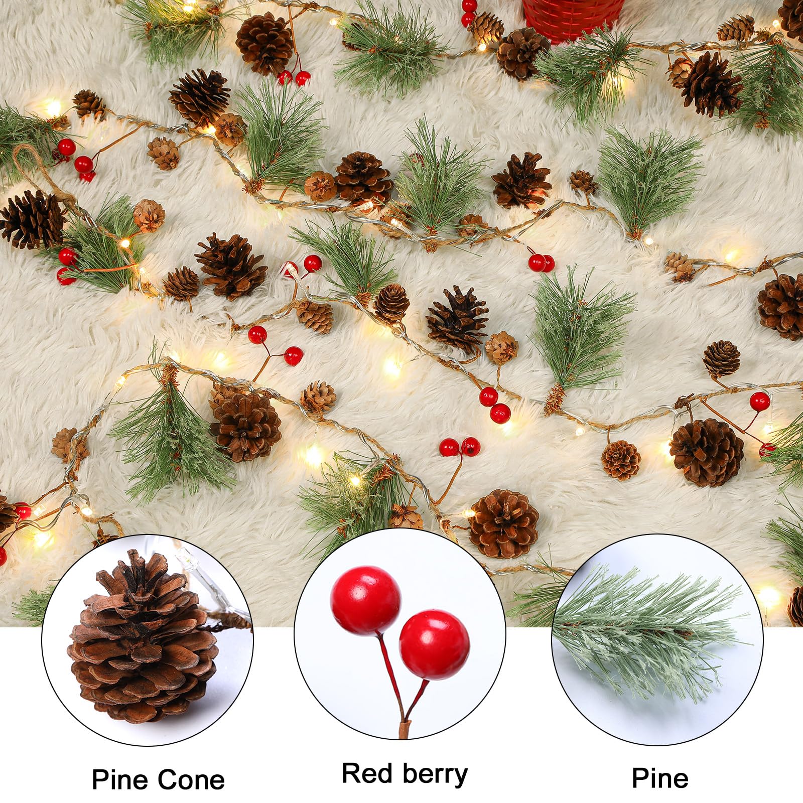 SHareconn 2Pack 6FT Prelit Christmas Garland with Multi-Color String Lights - SHareconn