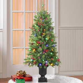 4Ft Pre-Lit Artificial Christmas Tree (Set of 2) Mini Entrance Christmas Tree