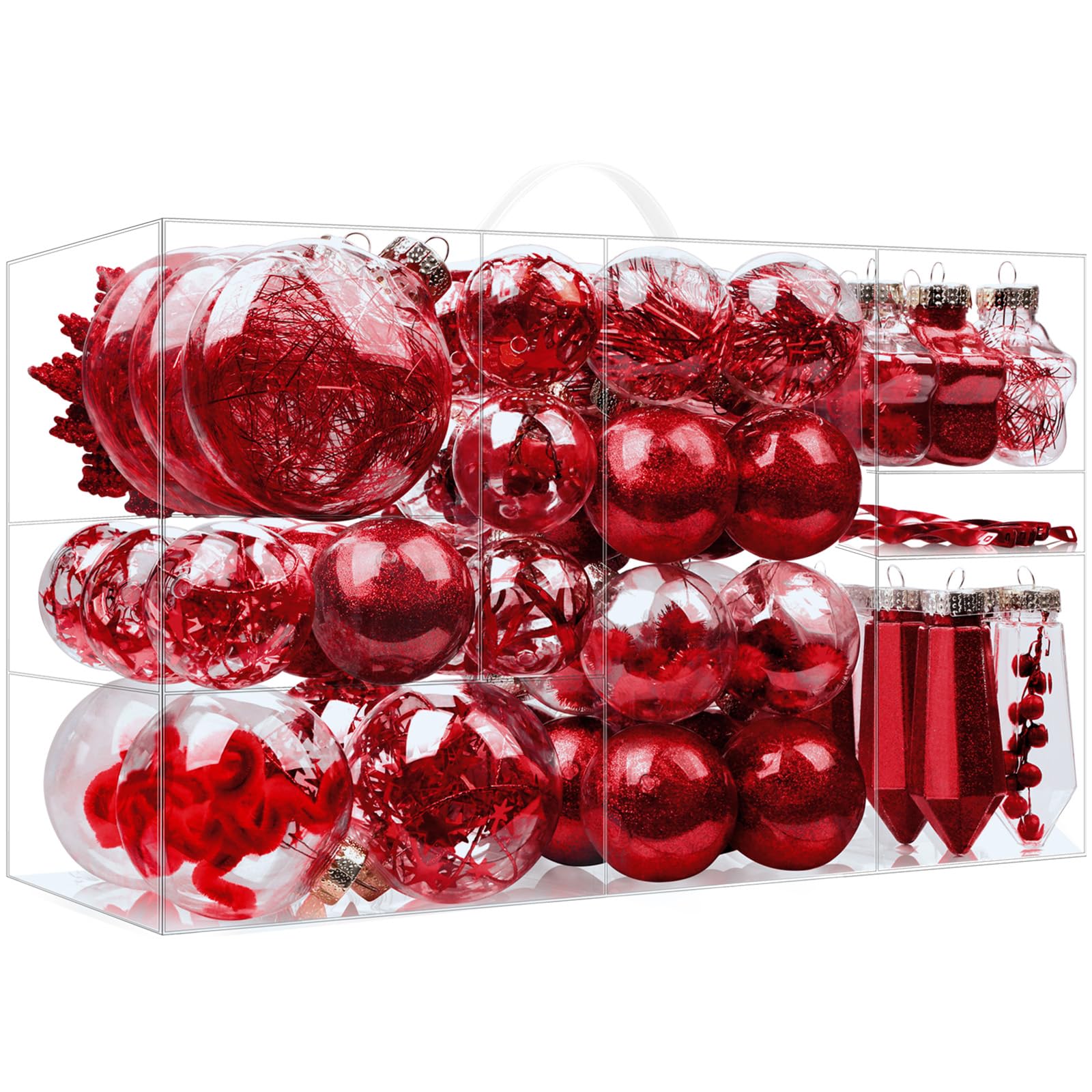 SHareconn 86PCS Red Christmas Ball Decoration Set