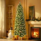 7.5ft Prelit Warm White Lights Artificial Hinged Slim Pencil Christmas Tree - SHareconn