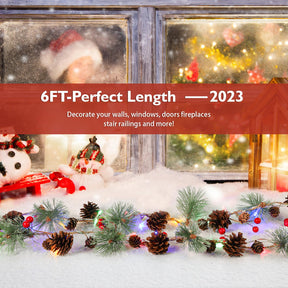 SHareconn 2Pack 6FT Prelit Christmas Garland with Multi-Color String Lights - SHareconn