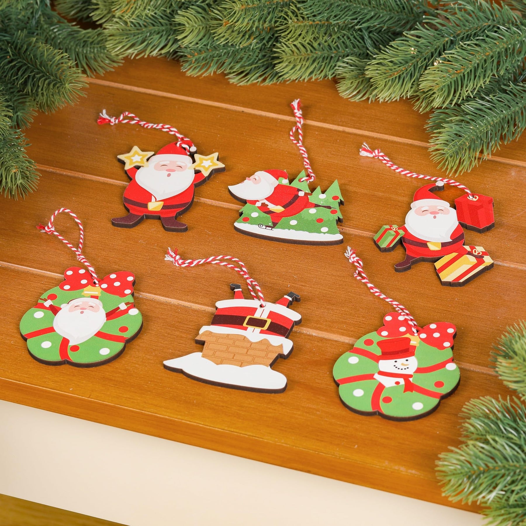 24pcs of Santa Claus Wooden Decorations